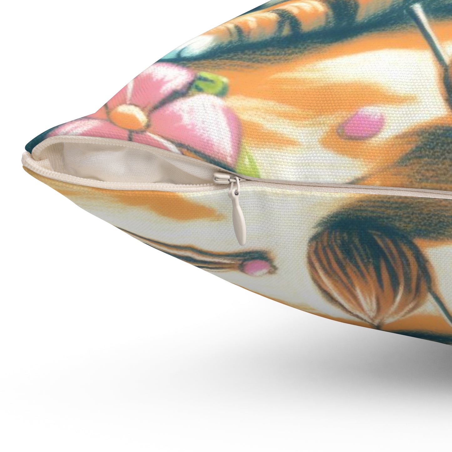 Tropical Kitty Beach Pillow: Sunny Day Serenity for Cat Lovers