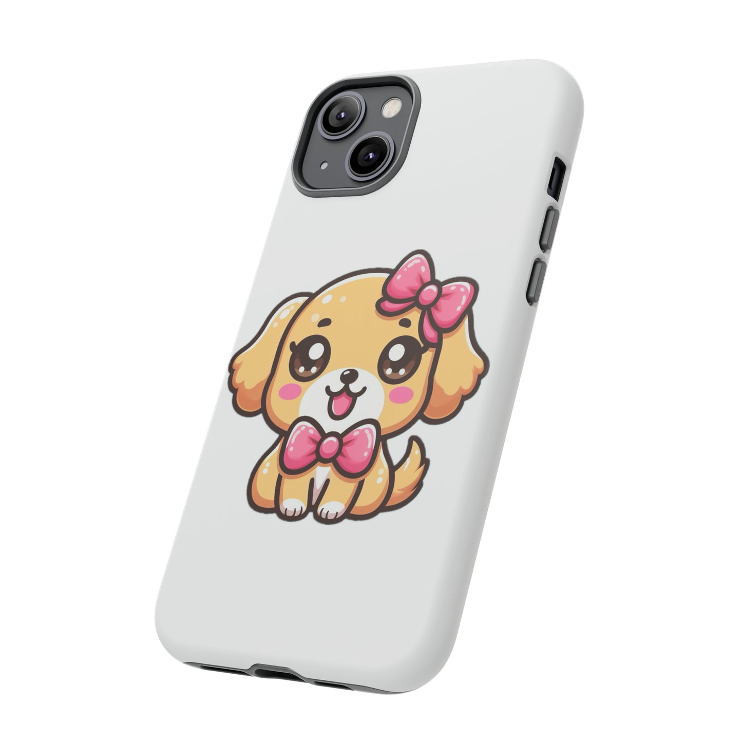 Adorable Kawaii Golden Labrador Retriever Puppy Phone Case with Pink Bow - Perfect Gift for Dog Lovers