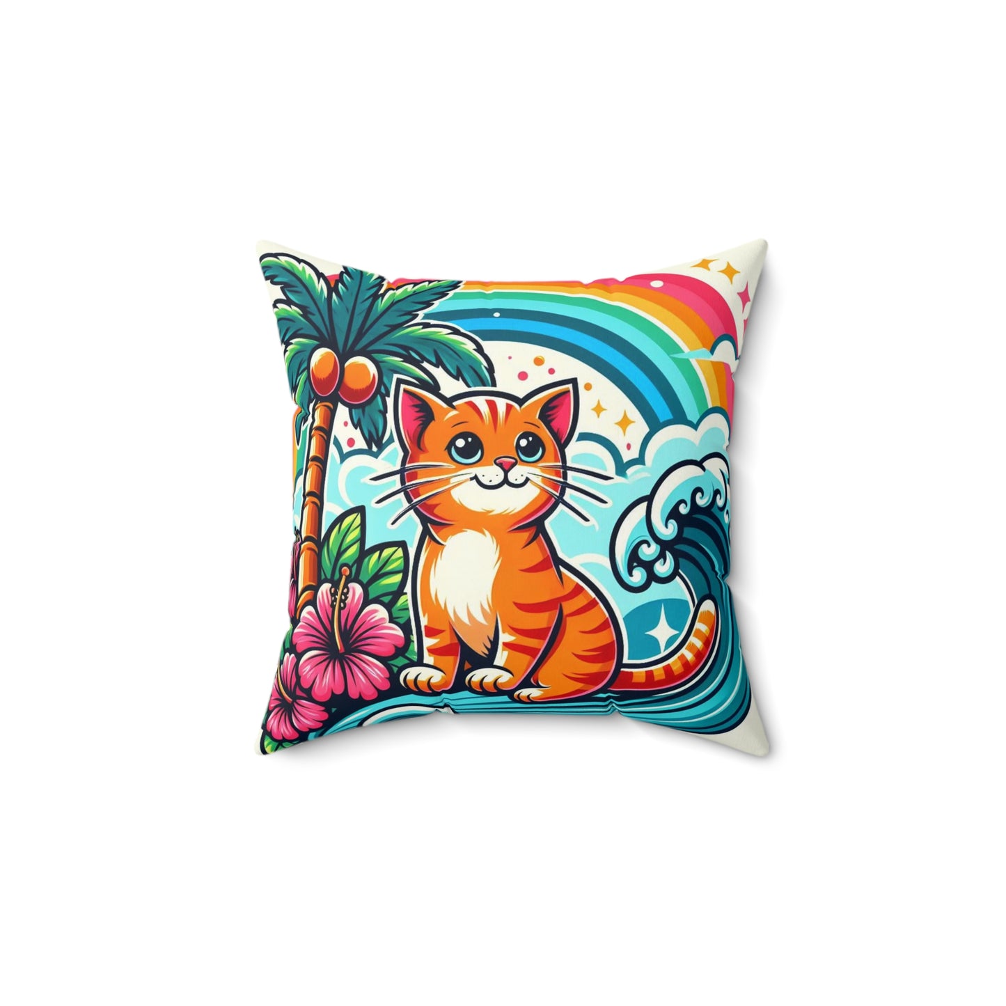 Tropical Kitty Pillow: Vibrant Comfort for Cat Lovers!