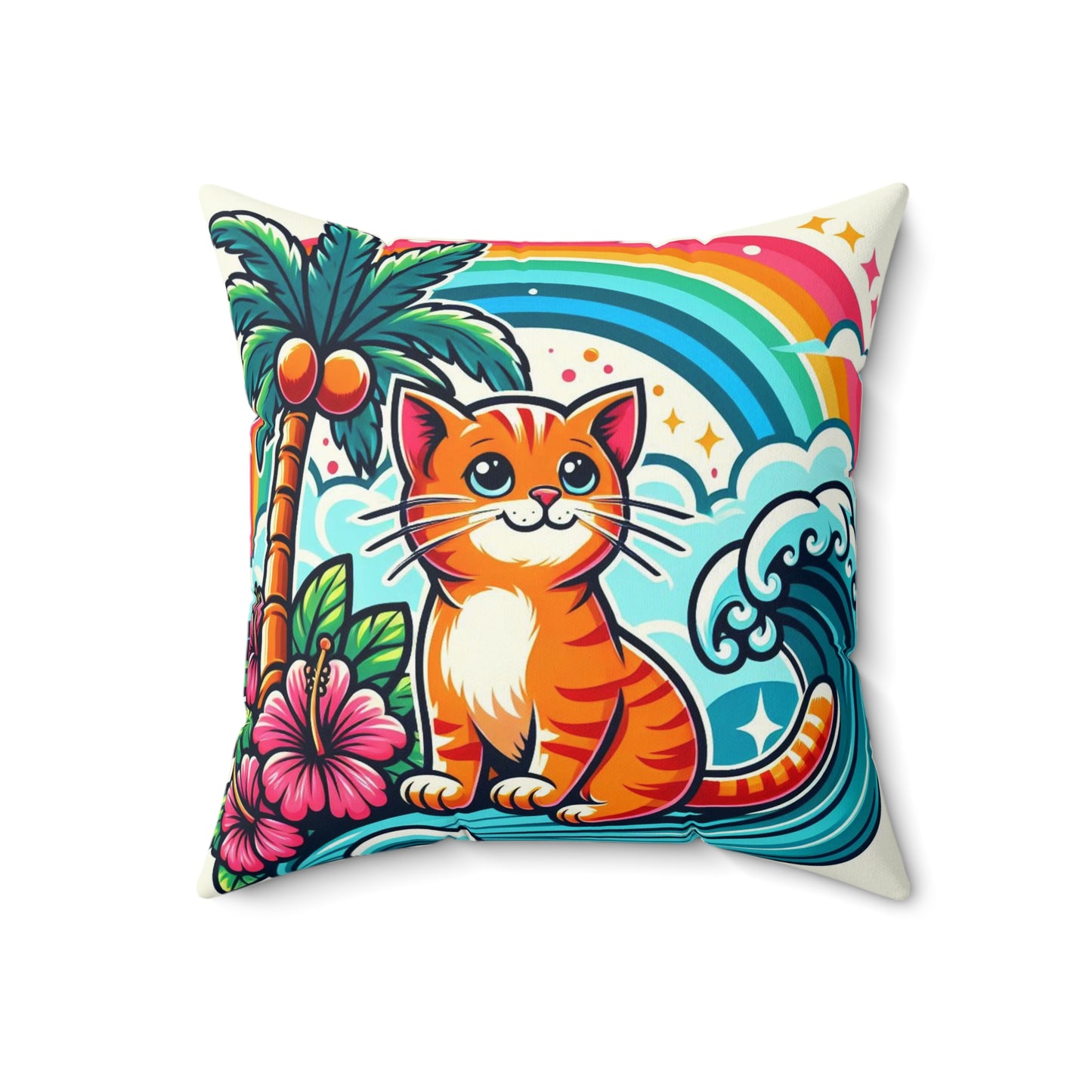 Tropical Kitty Pillow: Vibrant Comfort for Cat Lovers!