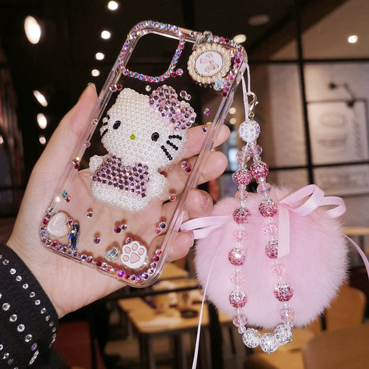 Hello Kitty Rhinestone Transparent Phone Case