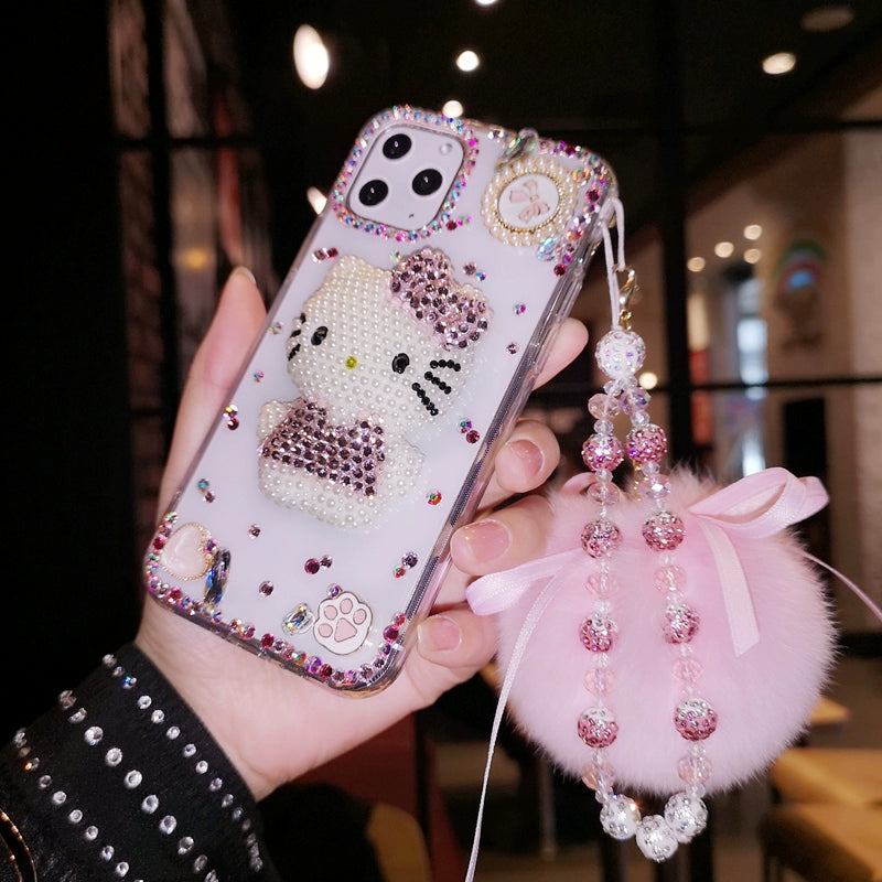 Hello Kitty Rhinestone Transparent Phone Case