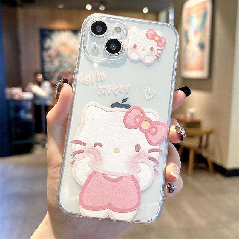 Hello Kitty Pastel Pink Transparent Kawaii Phone Case