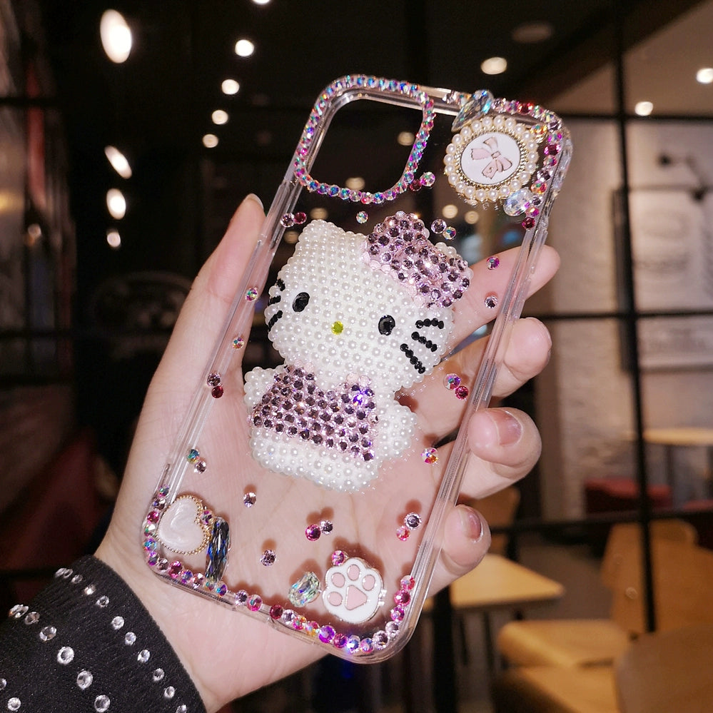 Hello Kitty Rhinestone Transparent Phone Case