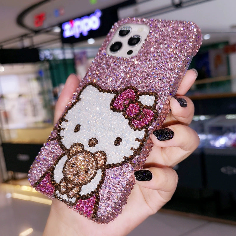 Hello Kitty Rhinestone Teddy Bear Phone Case