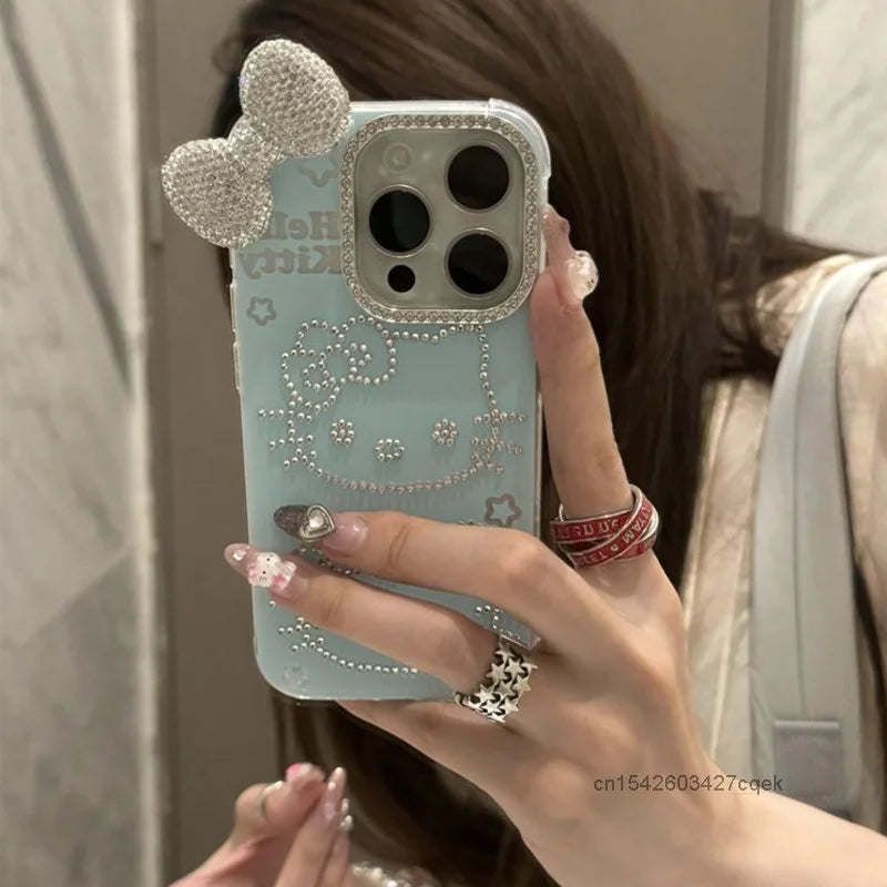 Hello Kitty Blue Rhinestone Phone Case