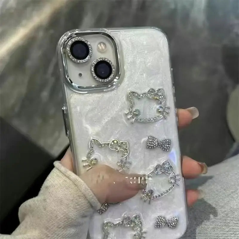 Hello Kitty Silver Rhinestone Bow Phone Case