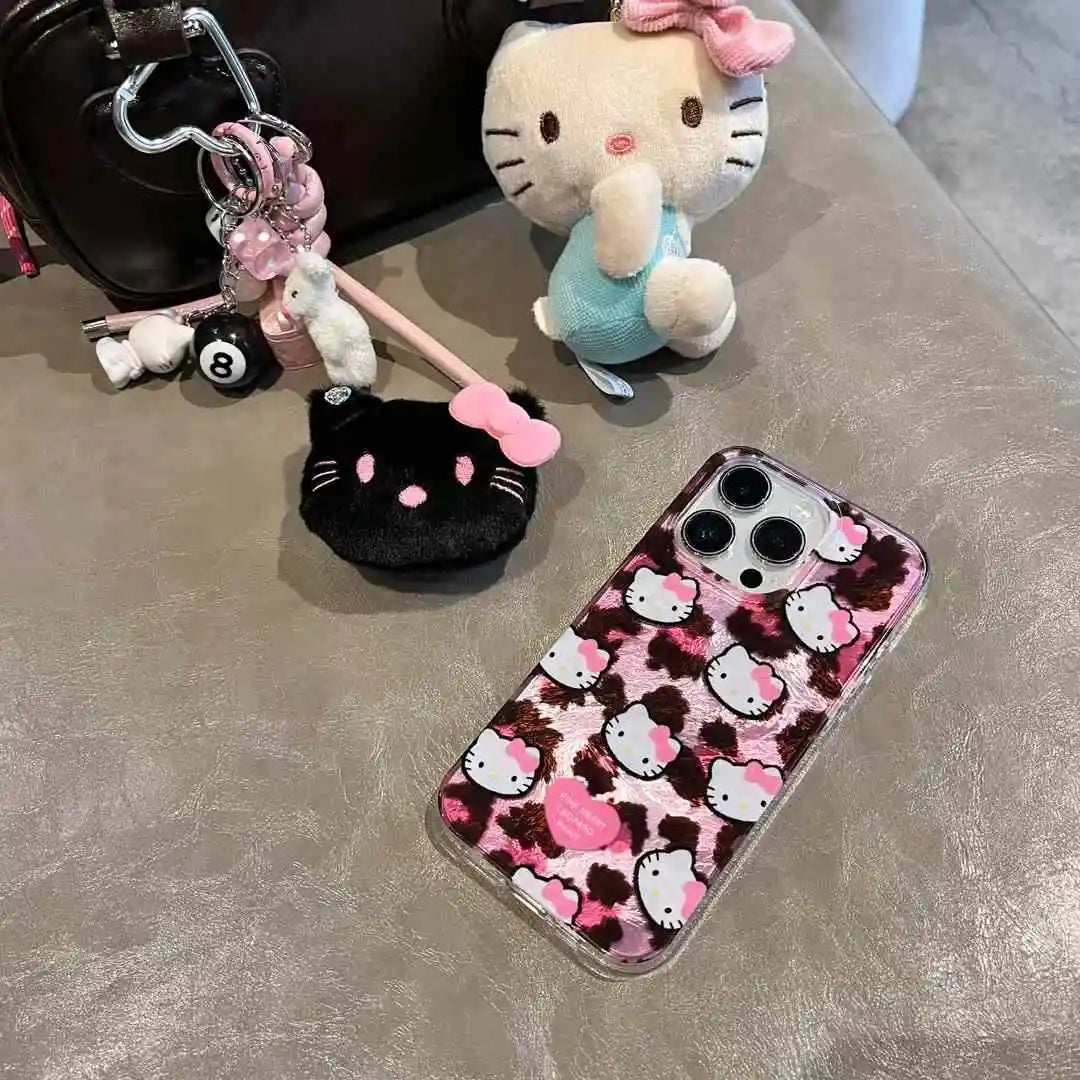 Hello Kitty Leopard Print Plush Phone Case