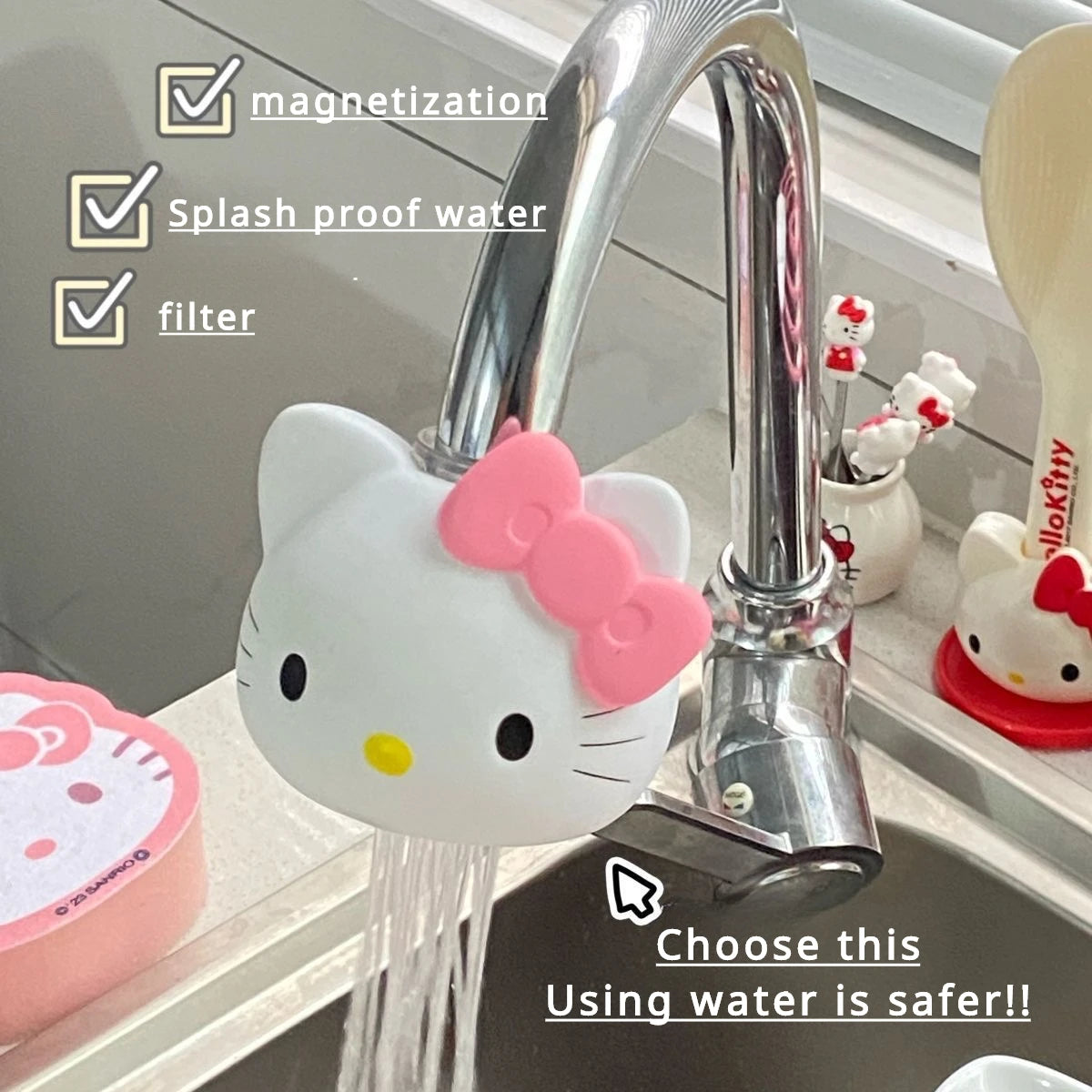 Hello Kitty Kitchen Shower Faucet Kawaii Splash-proof Faucet