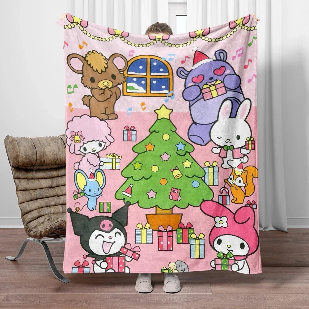 Sanrio My Melody x Kuromi x Hello Kitty Soft Flannel Blanket