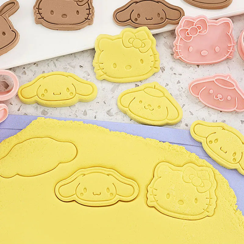 Hello Kitty Cartoon Cookie Cutter Set Sanrio Cute Figure Kuromi Cinnamoroll  Dessert Mold Kitchen Supplies Tools