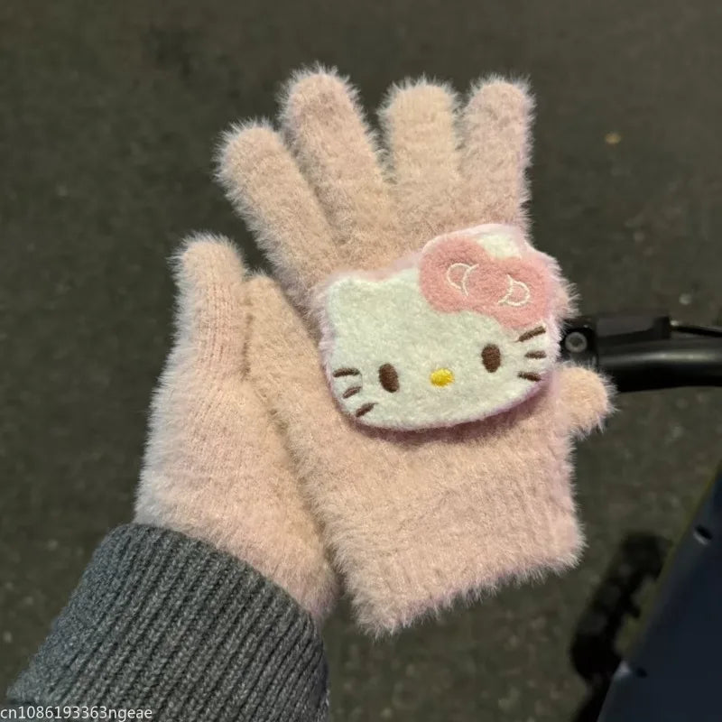 Hello Kitty Plush Fuzzy Warm Winter Gloves