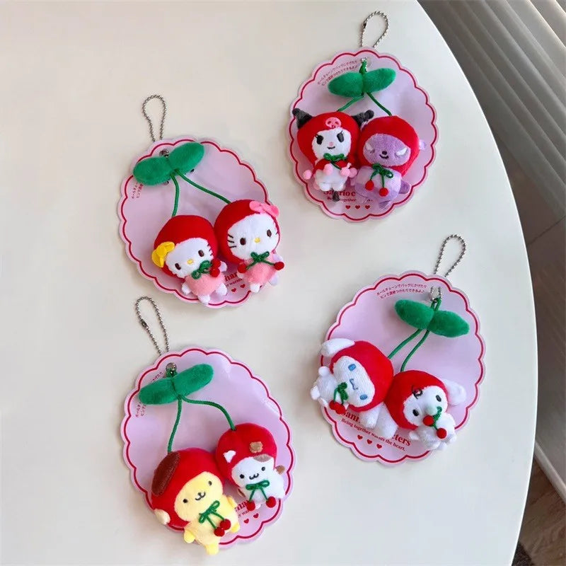 Sanrio Kawaii Cherry Fruit Series Plush Doll Pendant Keychain