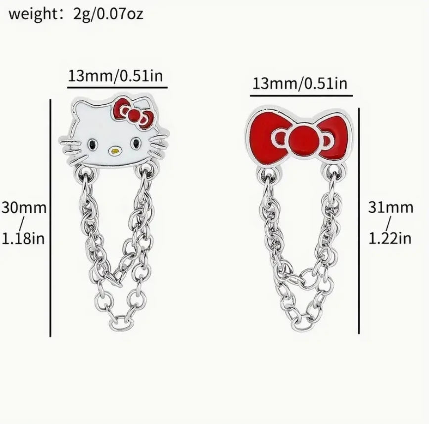 Hello Kitty Long Chain Tassel Stud Earrings Jewelry