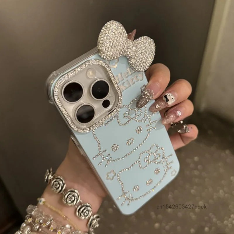 Hello Kitty Blue Rhinestone Phone Case