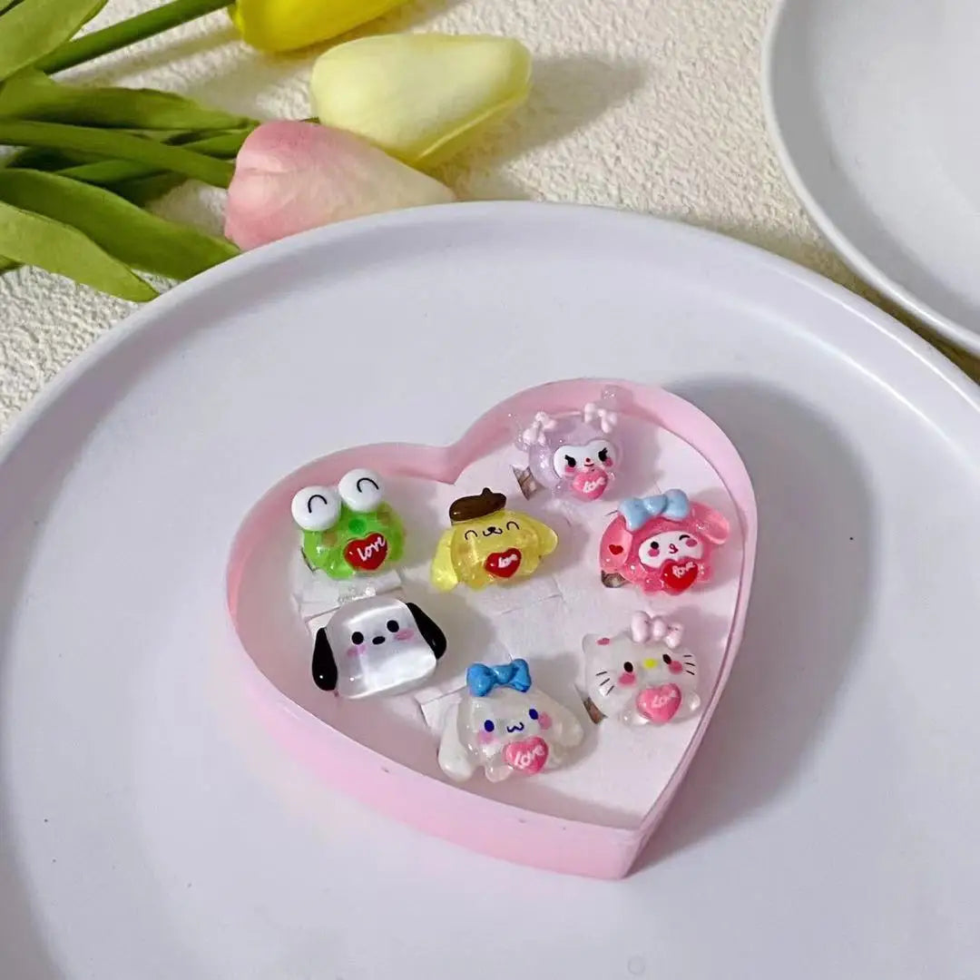 Sanrio Hello Kitty Cinnamoroll Rings Set Kuromi Pochacco 