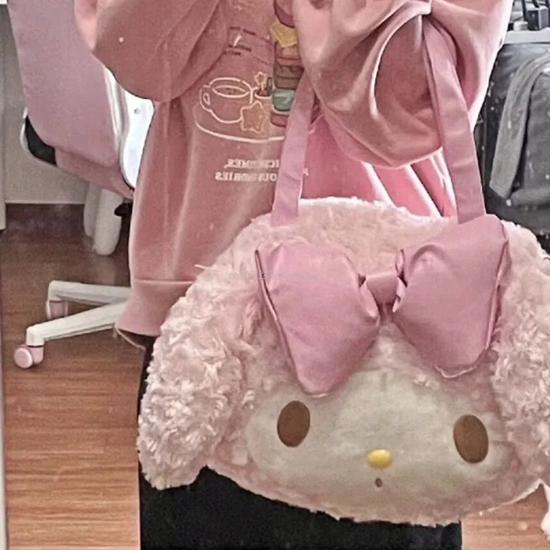 My Melody Pink Plush Fluffy Shoulder Tote Bag