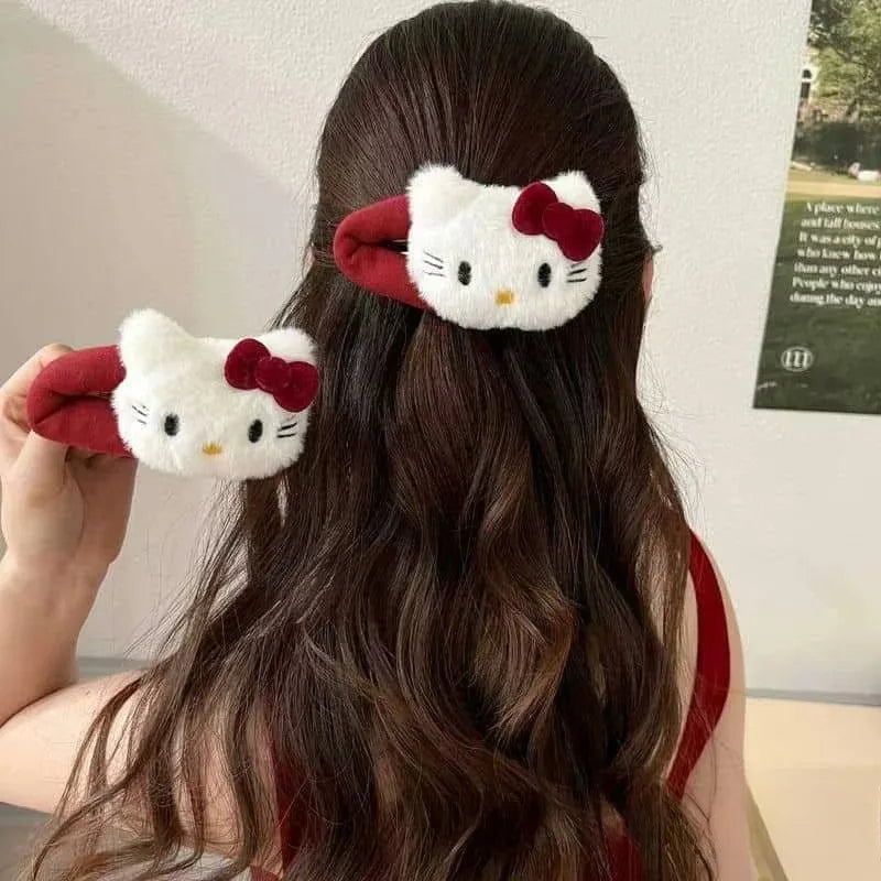 Hello Kitty White Plush Hairpin & Tie Accessory