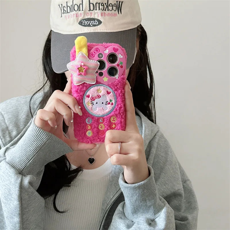 Hello Kitty Cute Plush Embroidered Phone Case