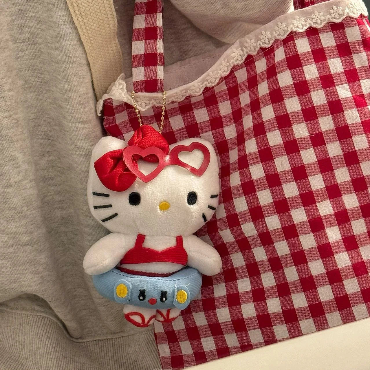 Hello Kitty Summer Ice Cream Swim Pool Floatie Plush Keychain Pendant