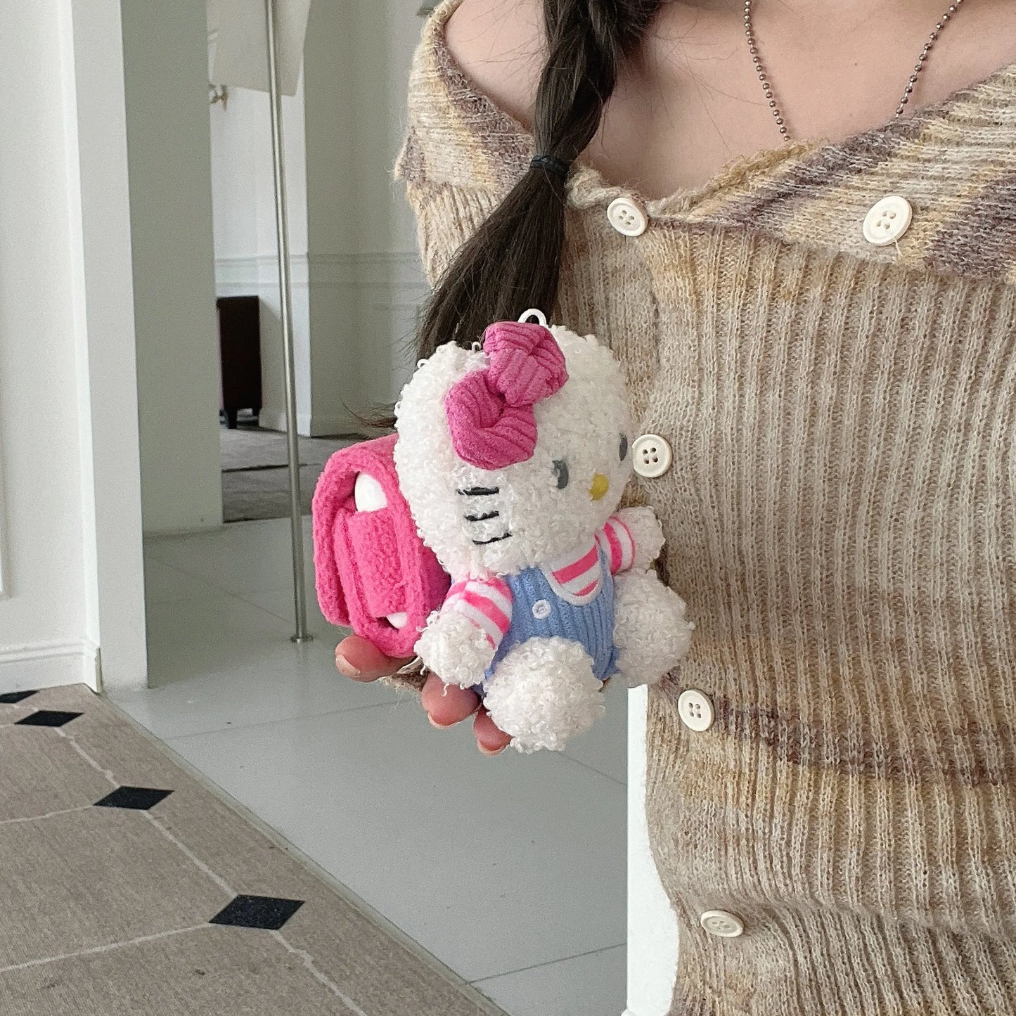 Hello Kitty Backpack Kawaii Fuzzy Fluffy Plush Airpods Case