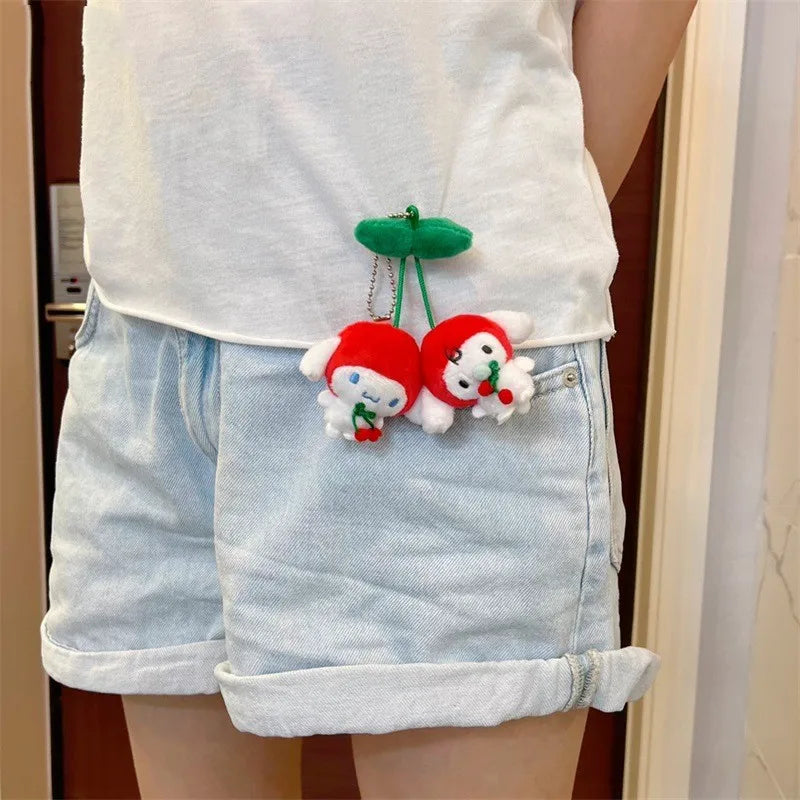 Sanrio Kawaii Cherry Fruit Series Plush Doll Pendant Keychain