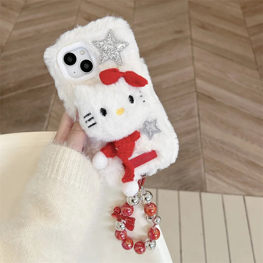 Hello Kitty Luxury Plush Cute Fluffy Christmas Phone Case