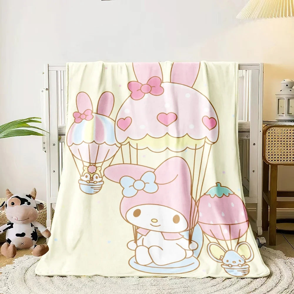 Sanrio My Melody x Kuromi x Hello Kitty Soft Flannel Blanket