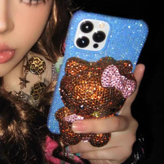 Hello Kitty Blue Pink Rhinestone Bling Phone Case