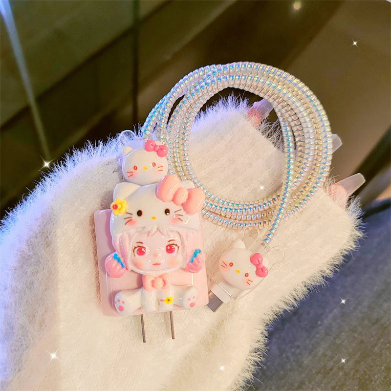 Hello Kitty Kuromi Charger Data Cable Case Protector