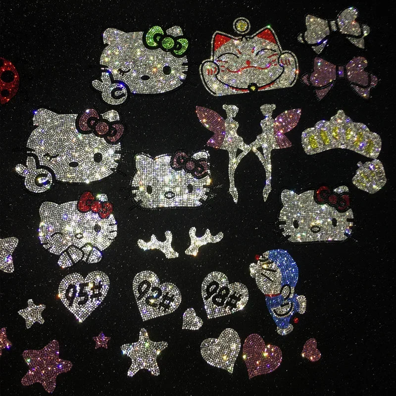 Hello Kitty Self Adhesive Crystal Rhinestone Decorative Stickers Car Decal Accessories