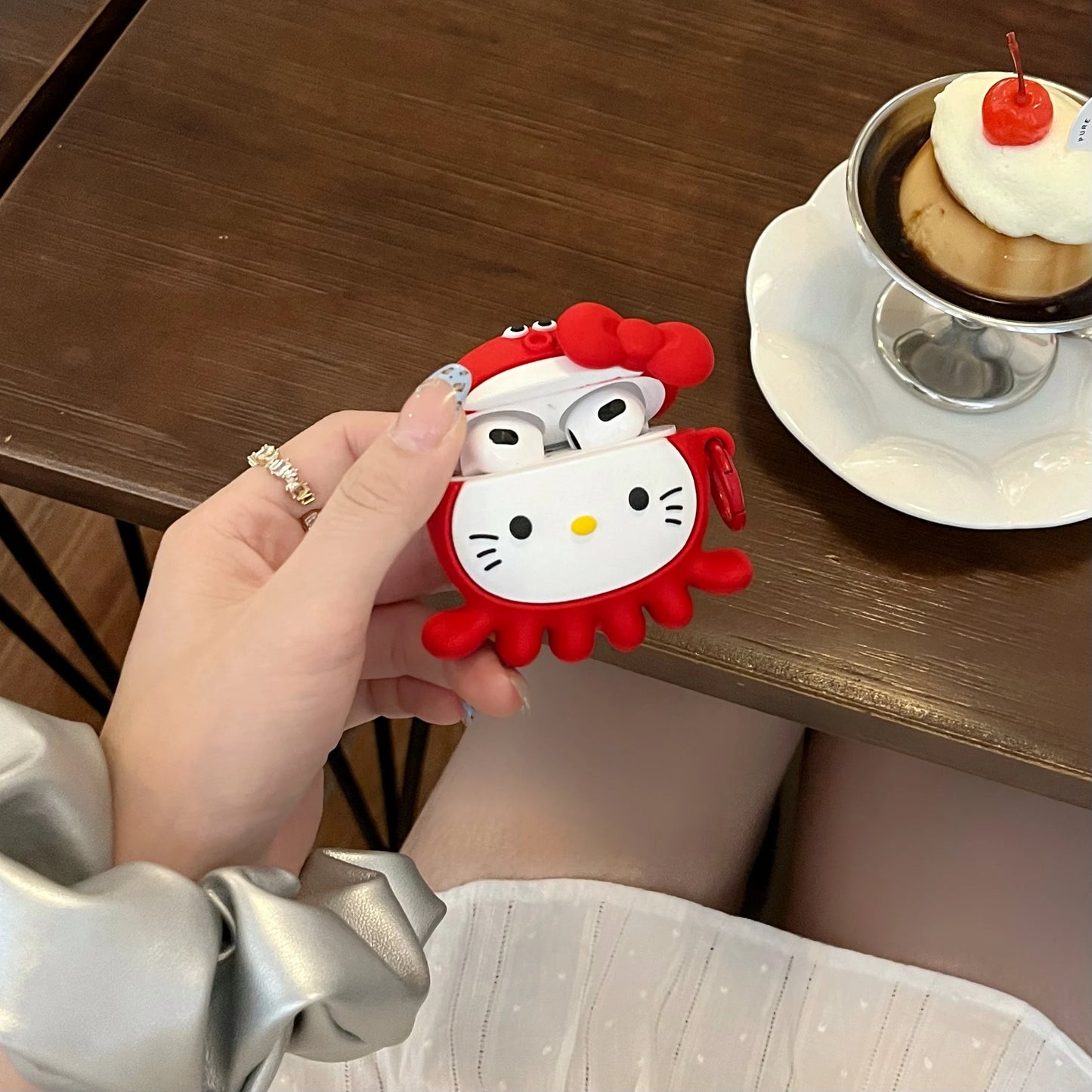 Hello Kitty Red Octopus Silicone Airpods Case