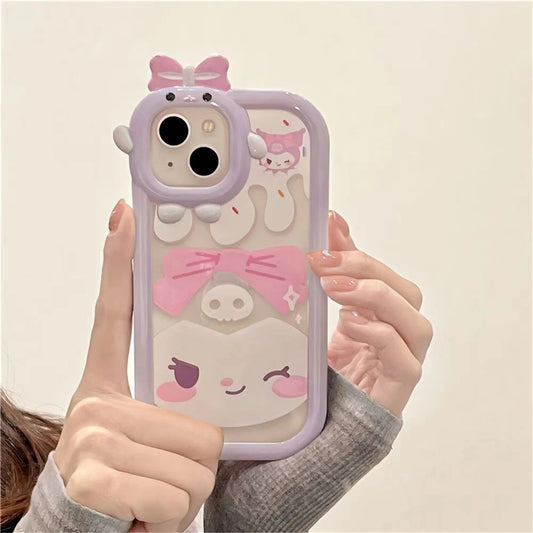 Kuromi Wink Cute Bow Kawaii Purple Pastel Phone Case