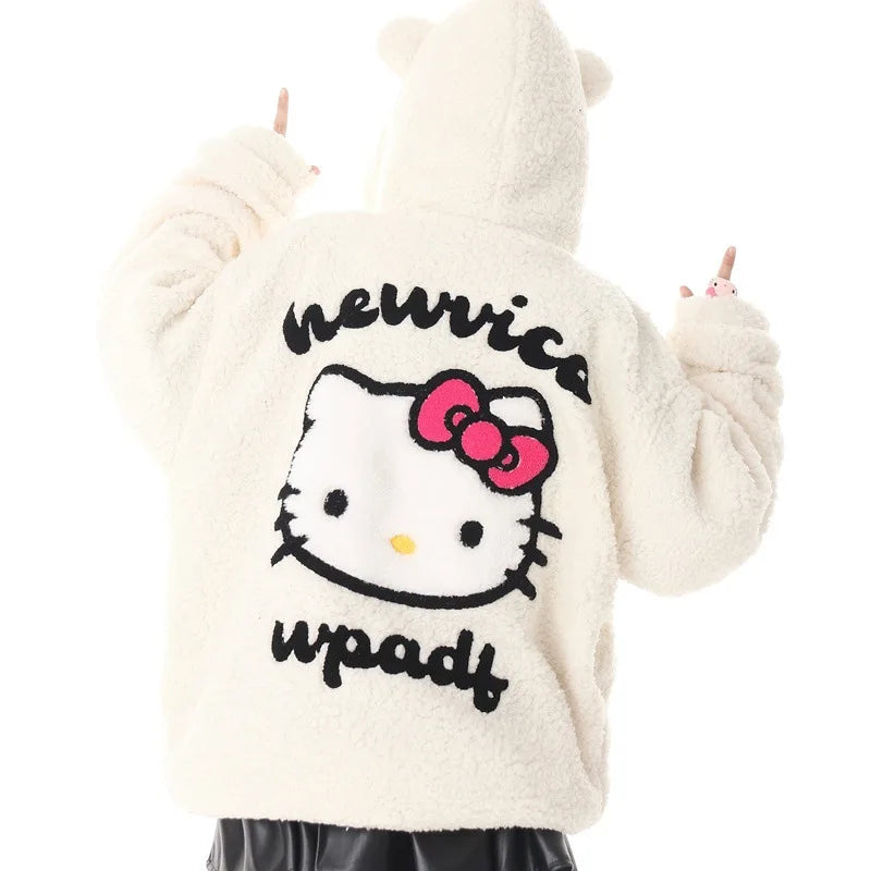 Hello Kitty Oversized Fuzzy Hoodie