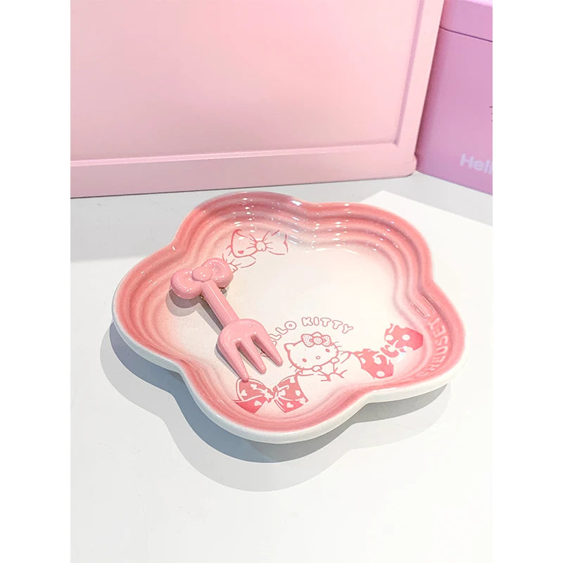 Hello Kitty Kawaii Ceramic Pink Plates