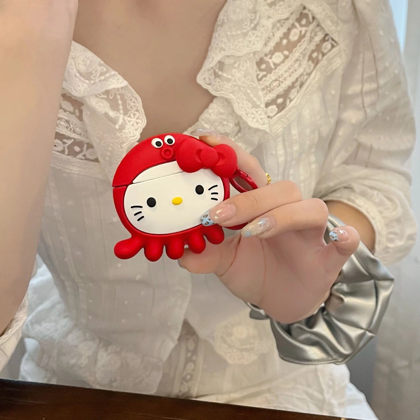 Hello Kitty Red Octopus Silicone Airpods Case