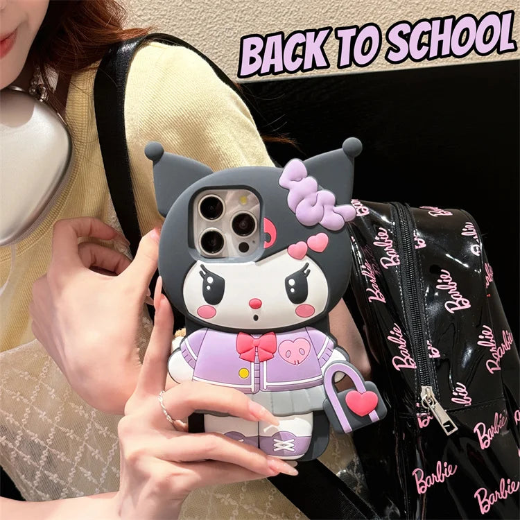 Hello Kitty x Kuromi Kawaii Uniform Silicone Phone Case