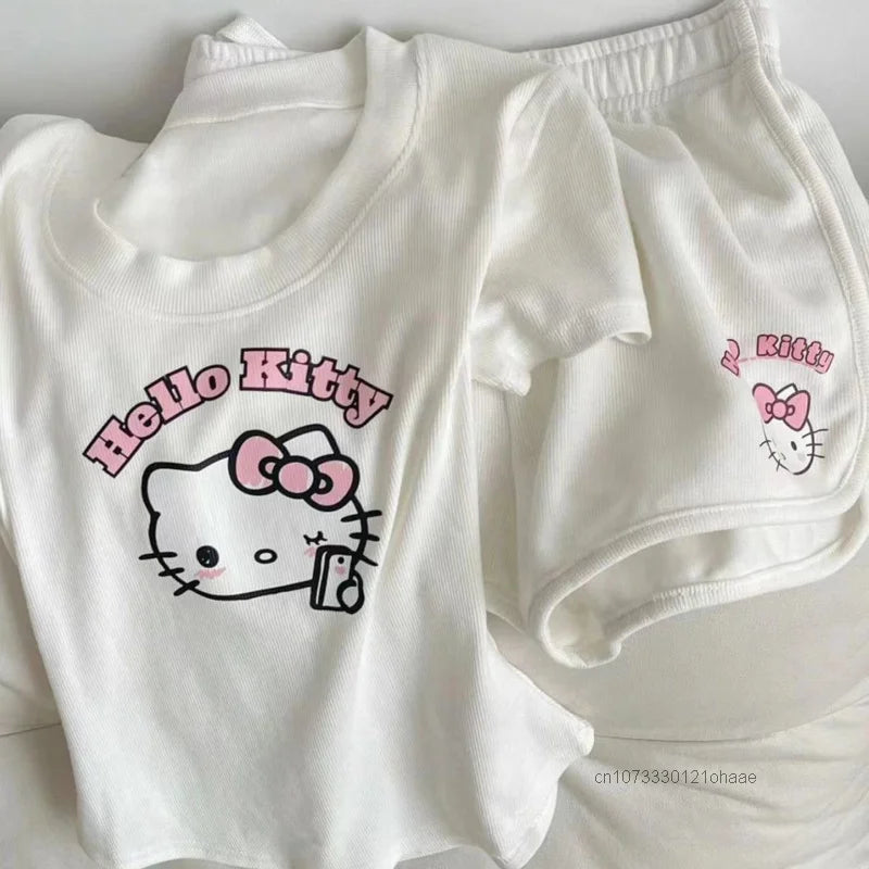 Hello Kitty White Shorts Two Piece Outfit