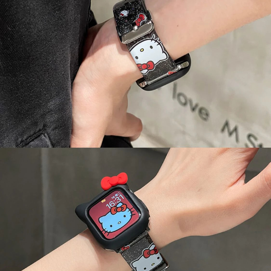 Hello Kitty Glitter Silicone iWatch Band