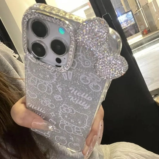 Hello Kitty Luxury 3D Flash Diamond Bow Glitter Phone Case