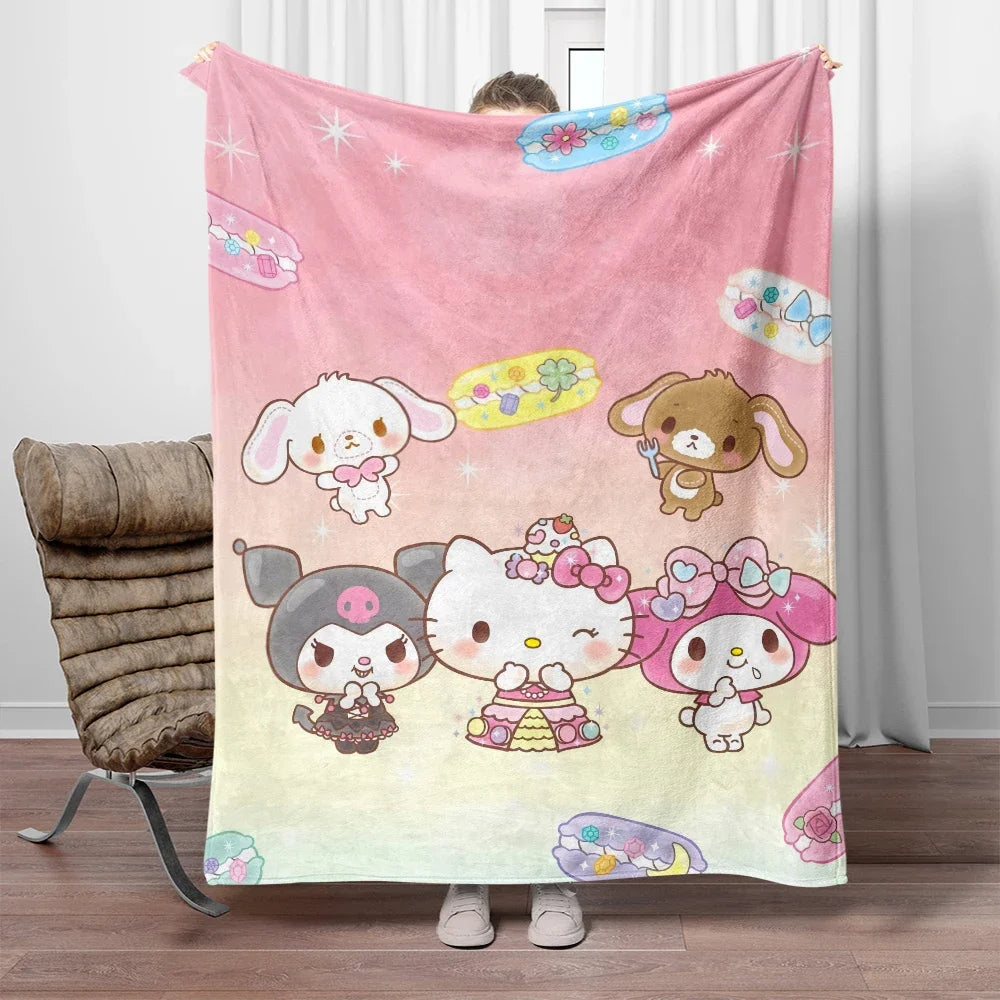 Sanrio My Melody x Kuromi x Hello Kitty Soft Flannel Blanket