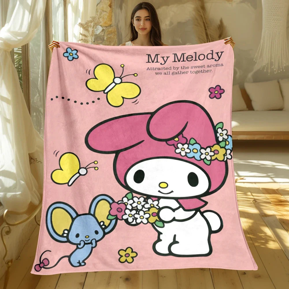 Sanrio My Melody x Kuromi x Hello Kitty Soft Flannel Blanket