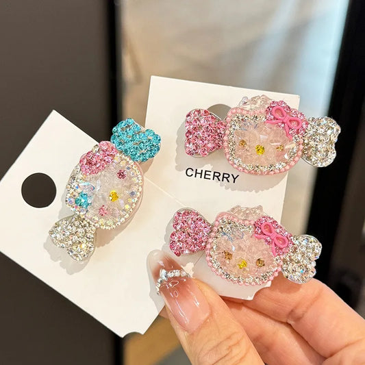 Hello Kitty Sweet Kawaii Candy Rhinestone Diamond Hair Clip Accessory