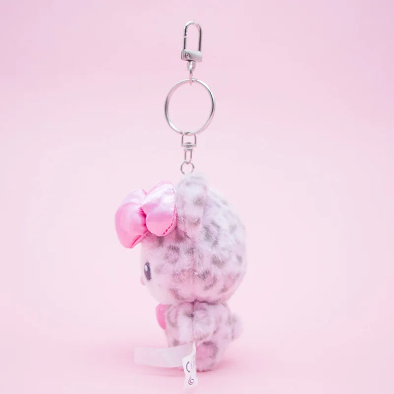 Hello Kitty & Kuromi Kawaii Leopard Animal Print Plush Keychain Pendant