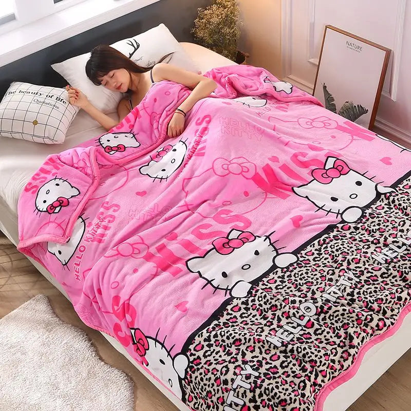 Hello Kitty Animal Leopard Print Blanket