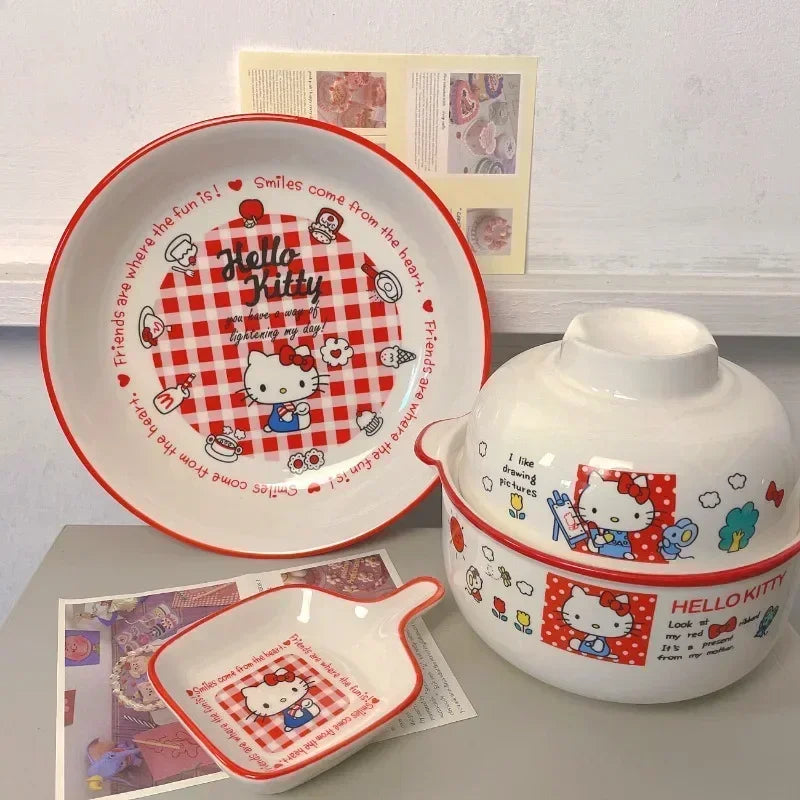 Hello Kitty Ceramic Bowl Plate Set