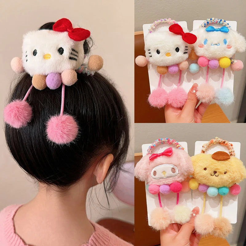 Hello Kitty Plush Fluffy Cute Hair Accessory Pompom