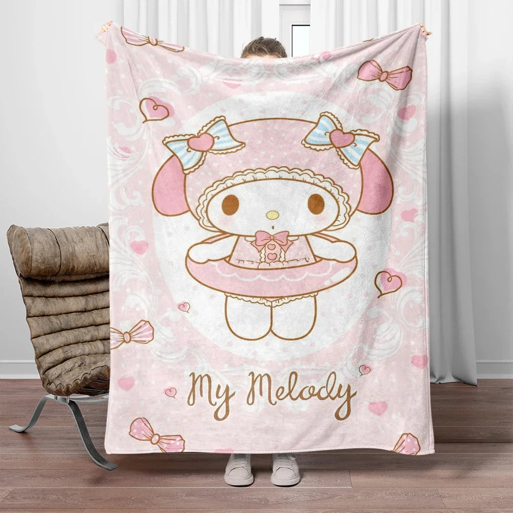 Sanrio My Melody x Kuromi x Hello Kitty Soft Flannel Blanket