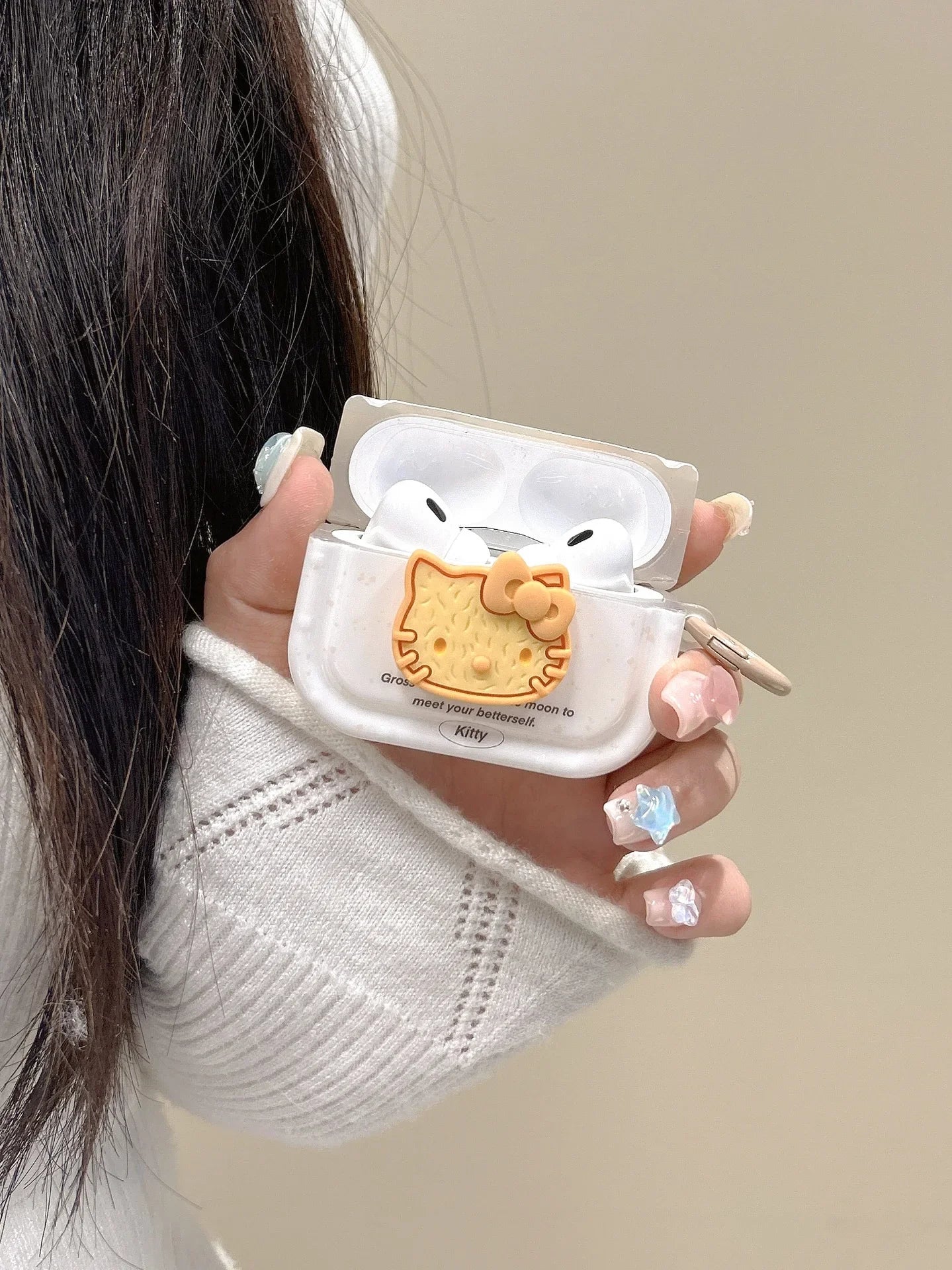 Hello Kitty Cream Bagel Biscuit Airpods Case