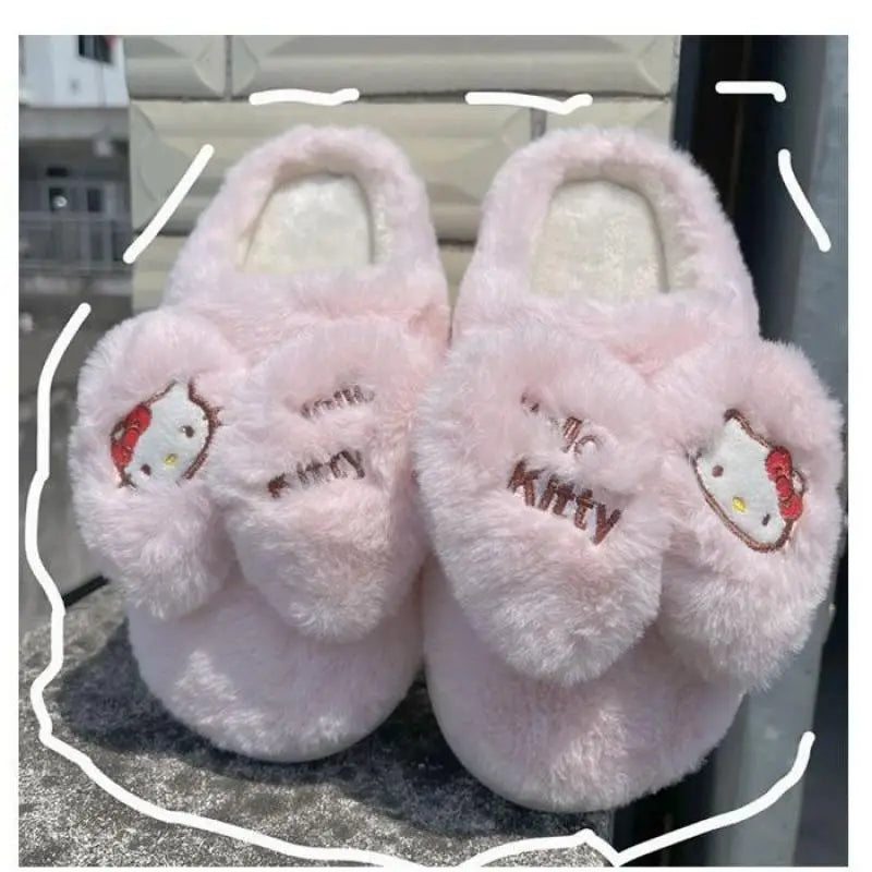 Hello Kitty Pink Plush Slippers